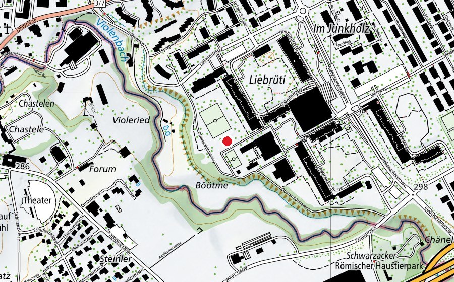 Carte indiquant l’emplacement de Liebrüti (Place de jeux)