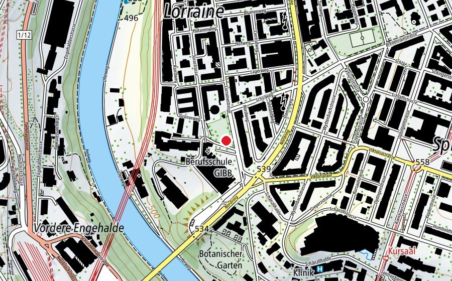 Mappa con la posizione di Lorraine-Anlage (Parco giochi)
