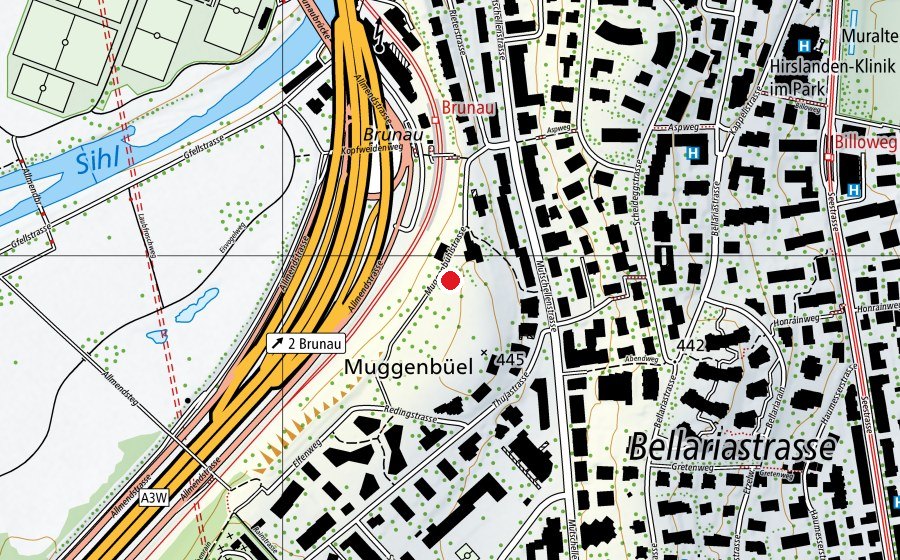 Karte mit dem Standort von Muggenbühl (Spielplatz)