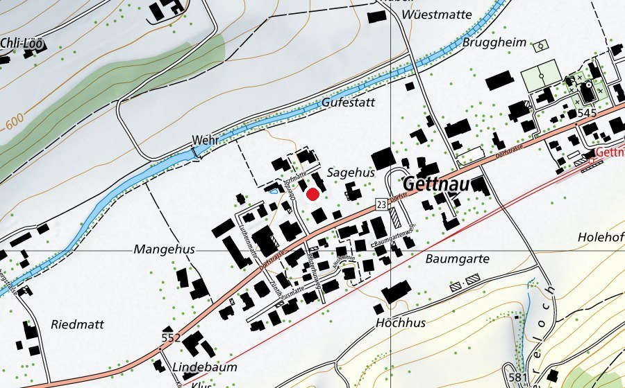 Mappa con la posizione di Oberdorfmatte Spielplatz 1 (Parco giochi)
