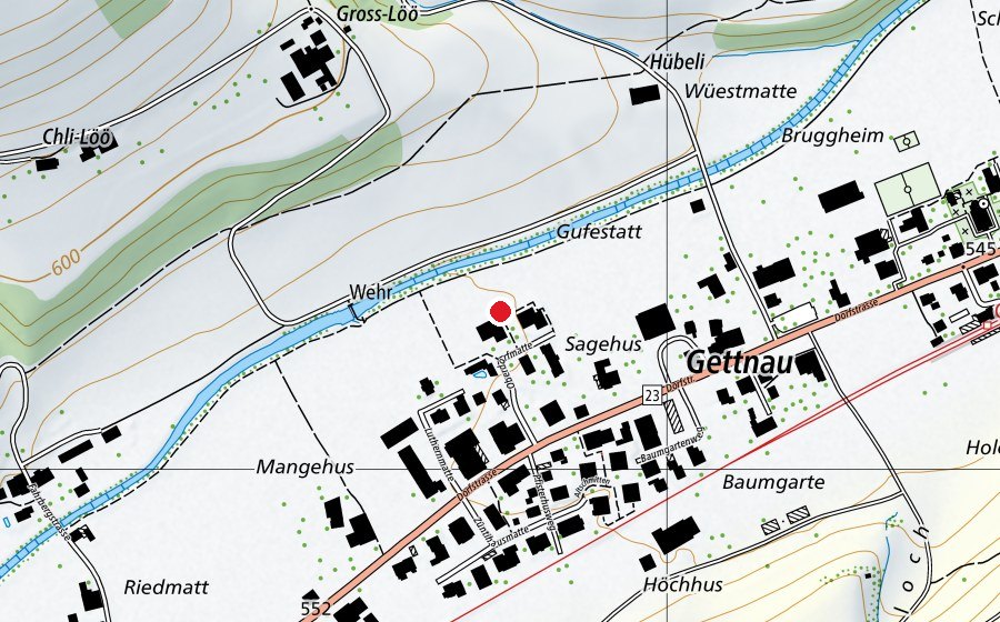 Map showing the location of Oberdorfmatte Spielplatz 2 (Playground)