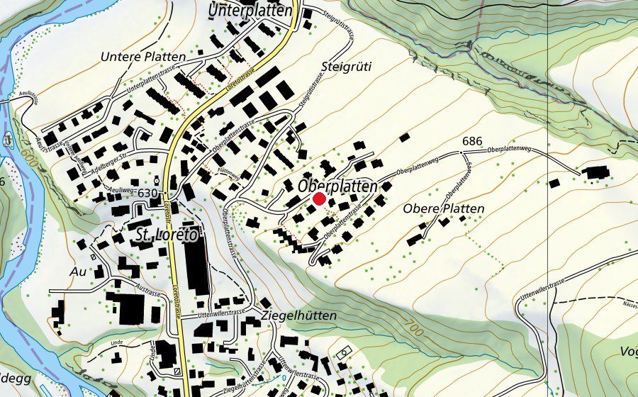 Mappa con la posizione di Obere Platten (Parco giochi)
