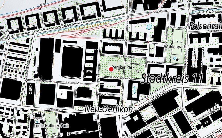 Carte indiquant l’emplacement de Oerlikerpark (Place de jeux)
