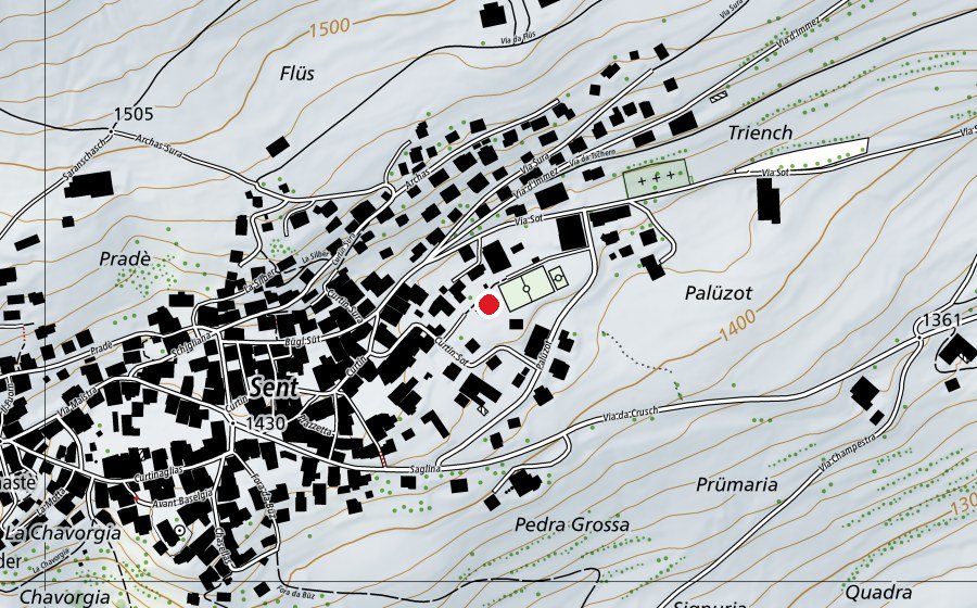 Carte indiquant l’emplacement de Palüzot (Place de jeux)