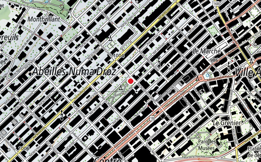 Map showing the location of Parc de l'Ouest (Playground)