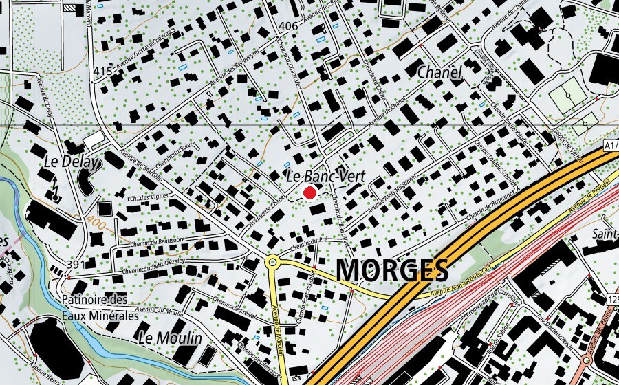 Carte indiquant l’emplacement de Parc de Sylvana (Place de jeux)