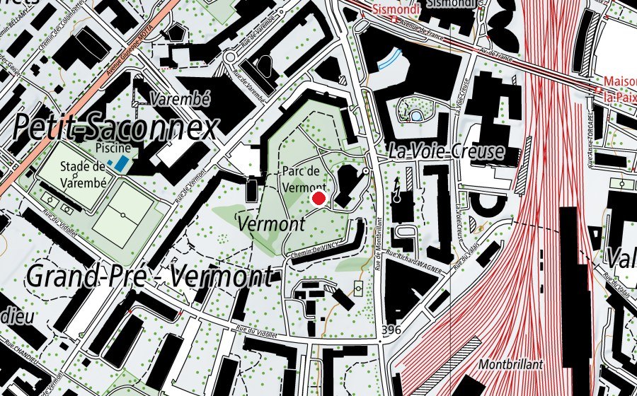 Carte indiquant l’emplacement de Parc de Vincy-Vermont (Place de jeux)