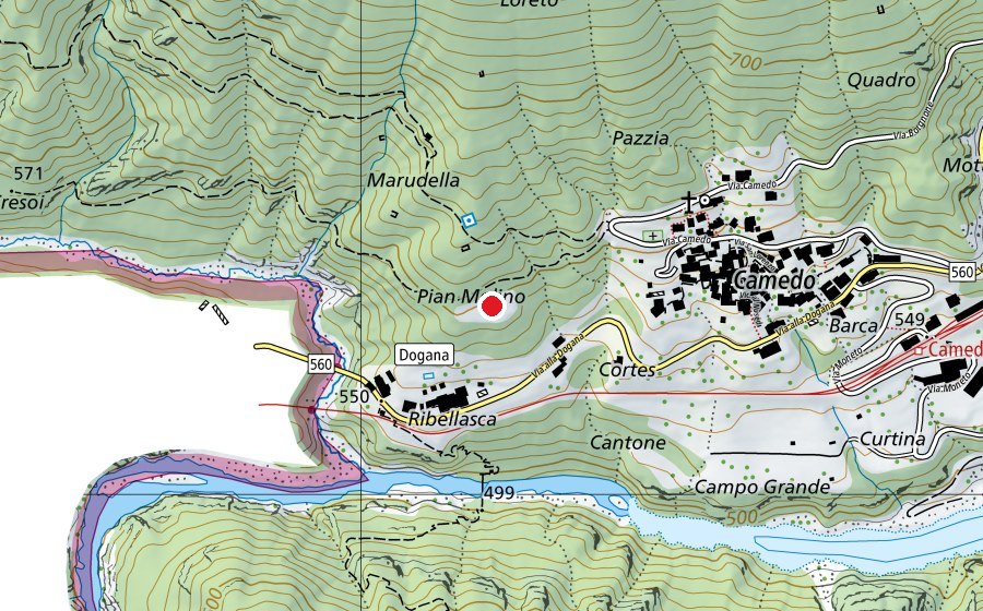 Mappa con la posizione di Parco giochi di Camedo (Parco giochi)