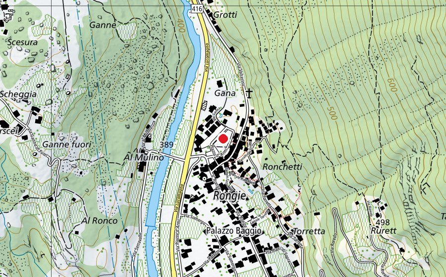 Map showing the location of Parco giochi Piazza d'Armi (Playground)