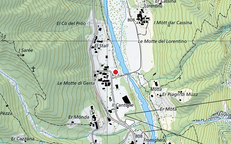 Map showing the location of Parco giochi (Playground)