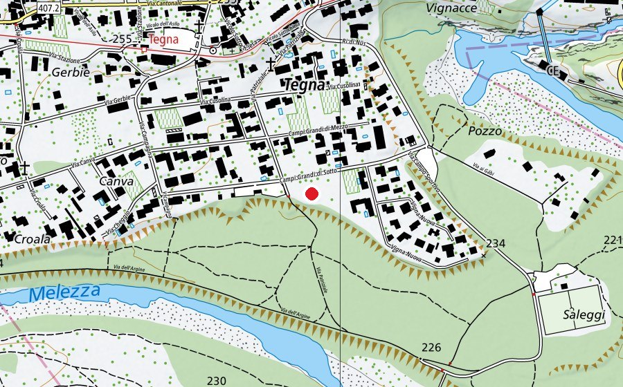 Map showing the location of parcogiochi (Playground)