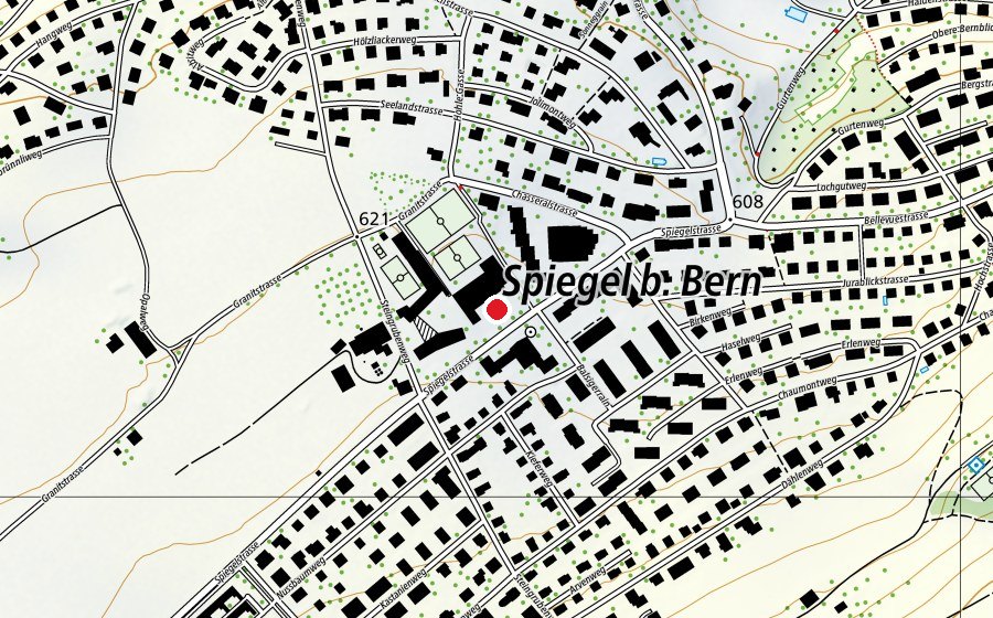 Carte indiquant l’emplacement de Pausenplatz (Place de jeux)