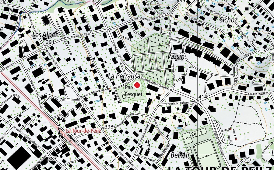 Carte indiquant l’emplacement de Petit Bois (Place de jeux)