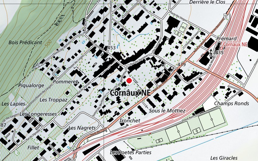 Map showing the location of Place de jeu La Fannaz (Playground)