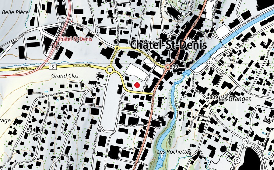 Map showing the location of Place de jeux (Playground)