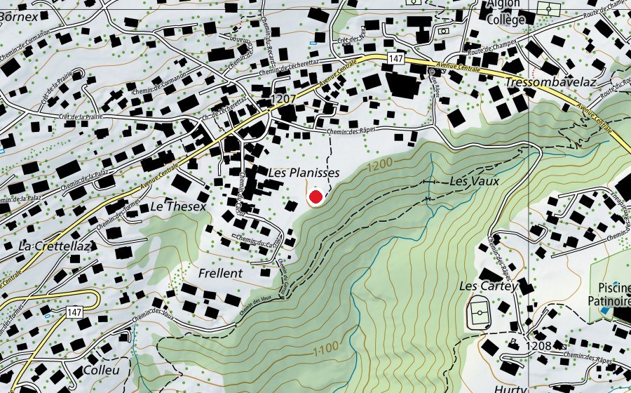 Mappa con la posizione di Place de jeux de Chesières (Parco giochi)