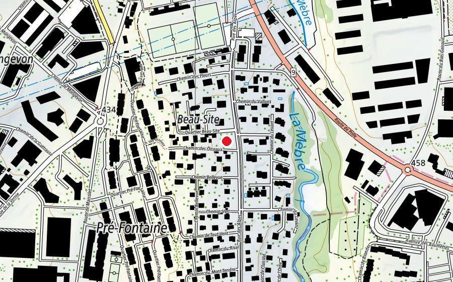 Karte mit dem Standort von Place de jeux de la Scirie (Spielplatz)