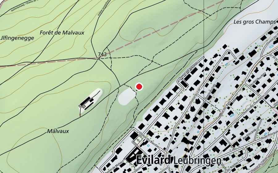 Map showing the location of Place de jeux de Malvaux (La Pépinière) (Playground)