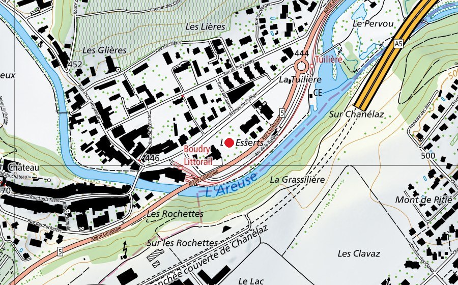 Mappa con la posizione di Place de jeux de Vaujaucourt (Parco giochi)