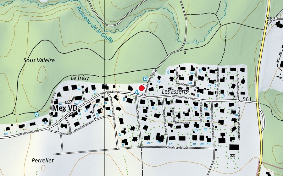 Carte indiquant l’emplacement de Place de Jeux des Esserts (Place de jeux)