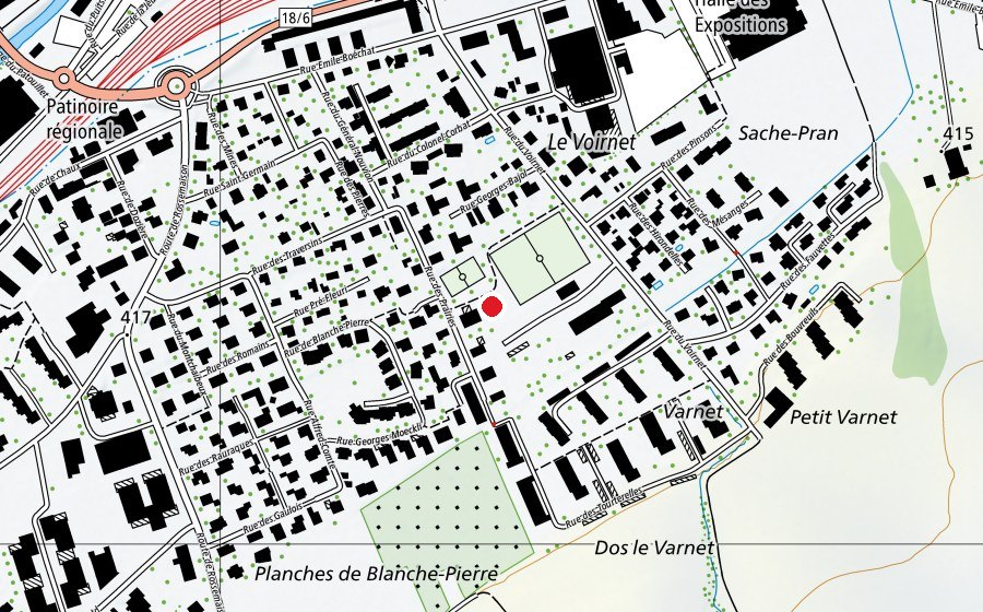 Karte mit dem Standort von Place de jeux en bois (Spielplatz)