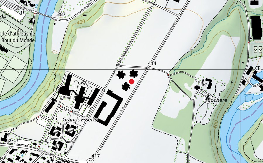 Map showing the location of Place de jeux Messicoles (Playground)