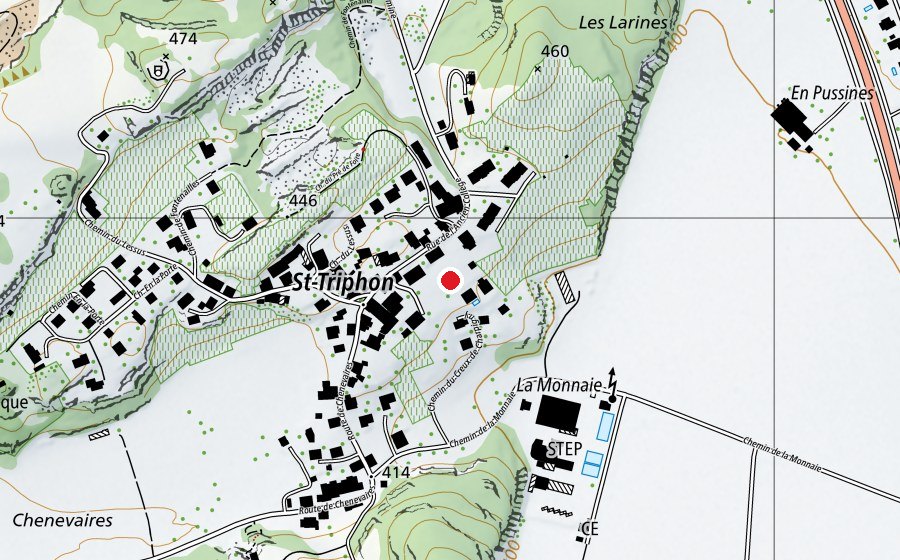 Map showing the location of Place de jeux (Playground)