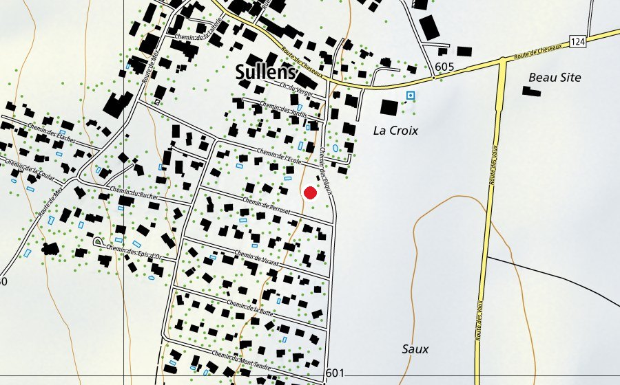 Carte indiquant l’emplacement de Place de Jeux - Sullens (Place de jeux)
