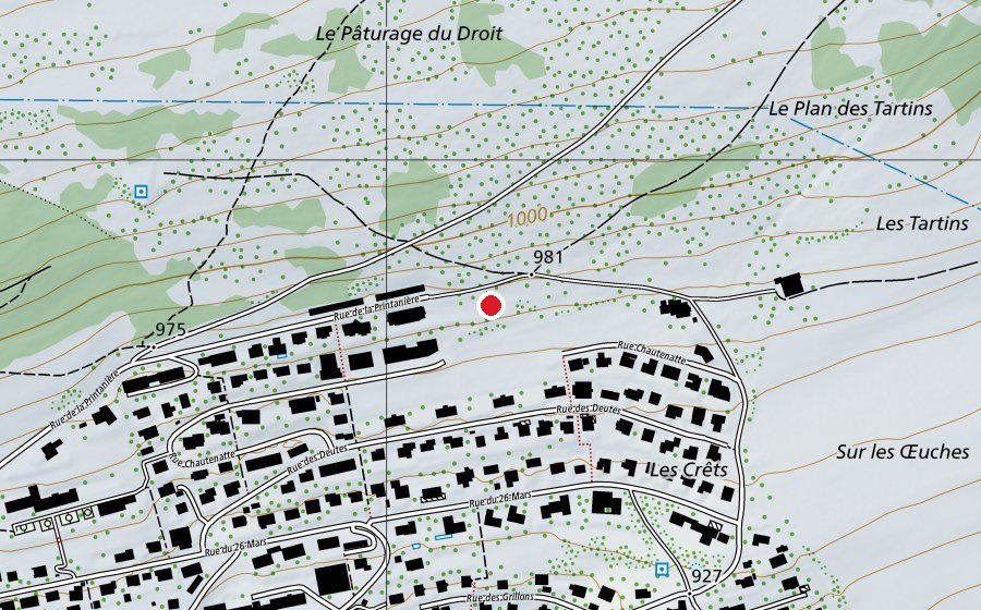 Mappa con la posizione di Place des Tartins (Parco giochi)