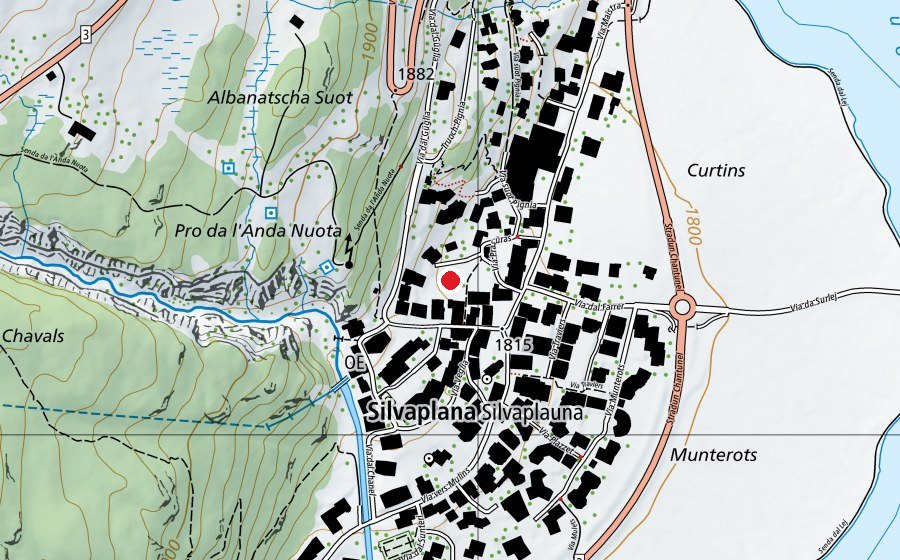 Mappa con la posizione di Plazza da giuver Prasüras (Parco giochi)