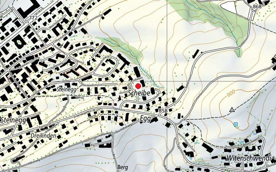 Carte indiquant l’emplacement de Privater Quartier-Spielplatz Scheibe (Place de jeux)