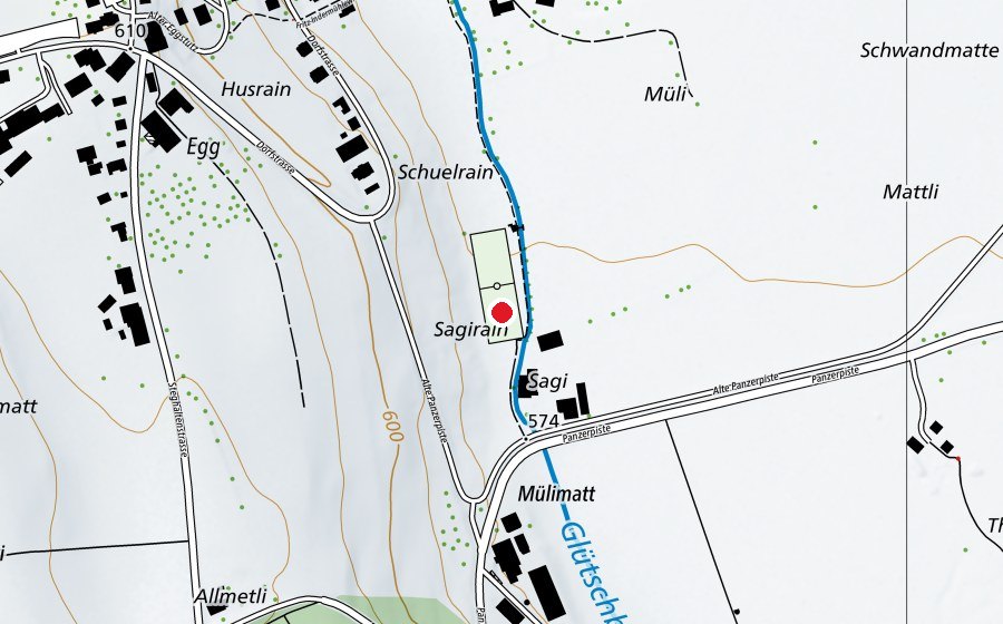 Carte indiquant l’emplacement de Pumptrack Thierachern (Place de jeux)