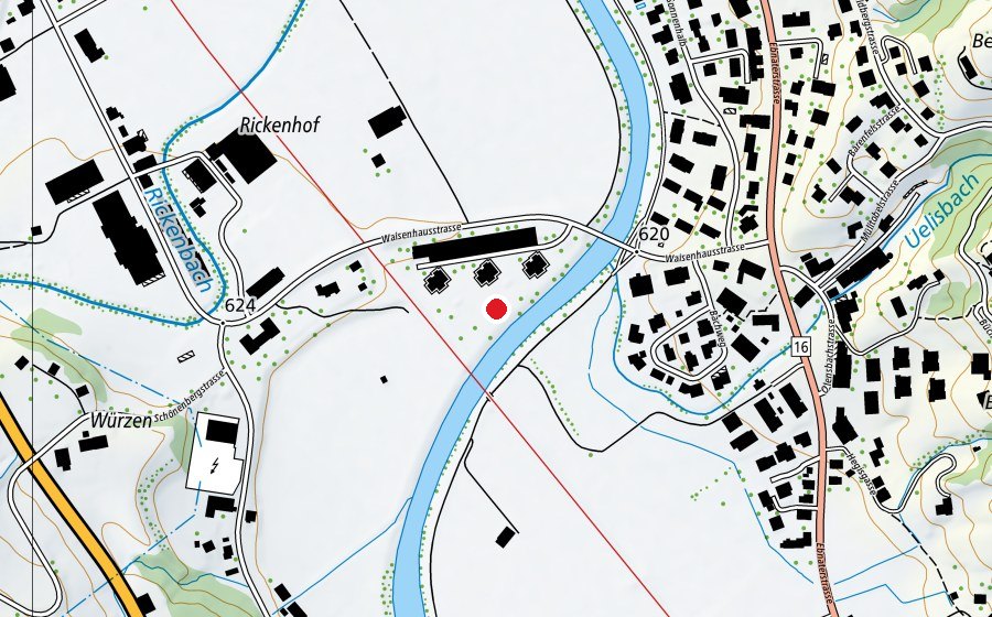 Map showing the location of Quartierspielplatz (Playground)