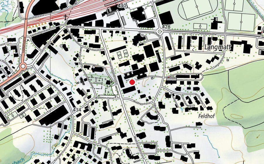 Map showing the location of Rägebogespielplatz (Playground)