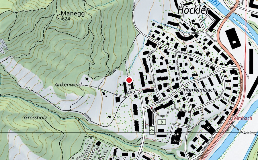 Map showing the location of Rebenweg (Playground)