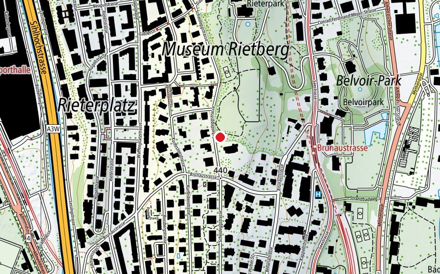 Mappa con la posizione di Rieterpark/Scheideggstrasse (Parco giochi)