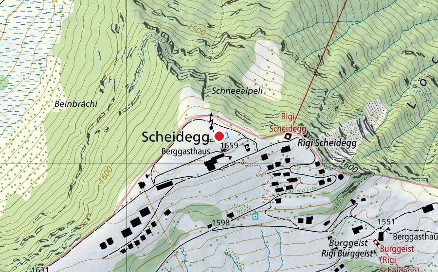 Carte indiquant l’emplacement de Rigi-Scheidegg Arche 360° (Place de jeux)