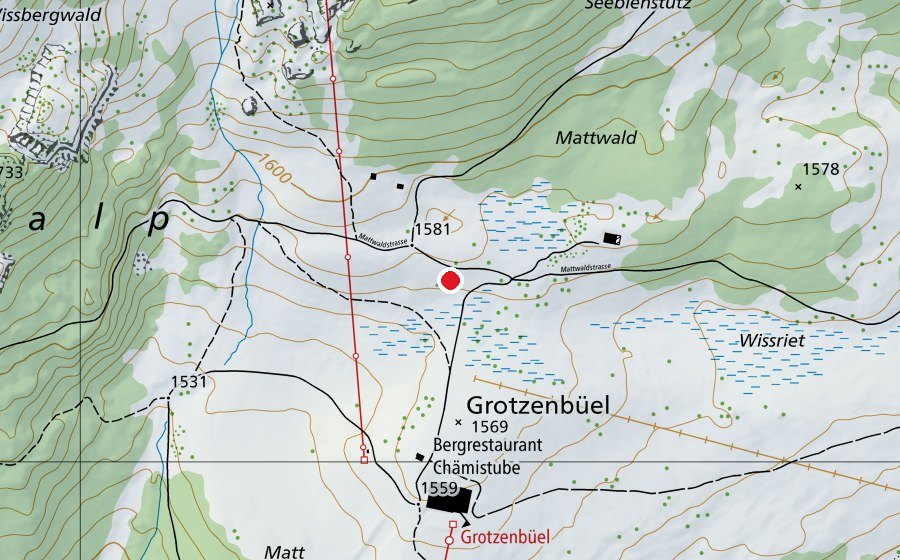 Karte mit dem Standort von Rindenhüttli (Spielplatz)