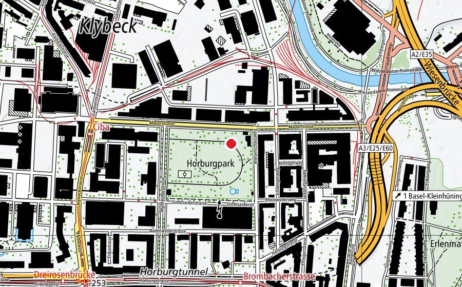 Carte indiquant l’emplacement de Robi Horburg (Place de jeux)