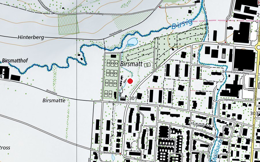 Carte indiquant l’emplacement de Robinson Spielplatz Therwil (Place de jeux)