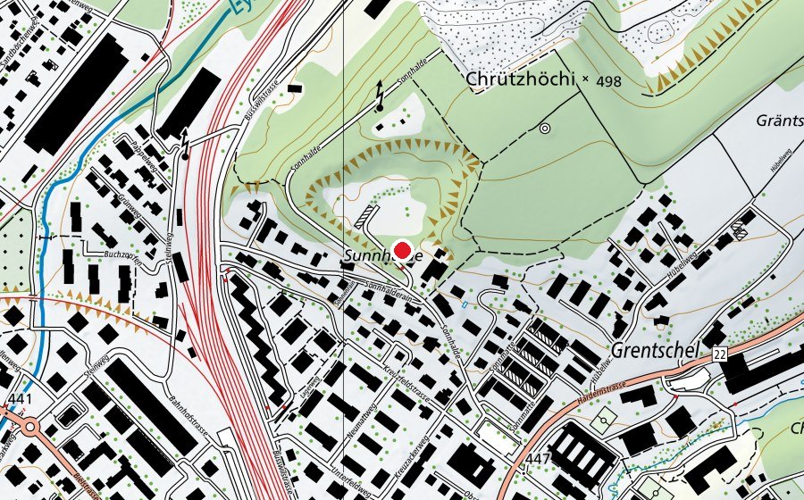 Carte indiquant l’emplacement de Robinsonspielplatz (Place de jeux)