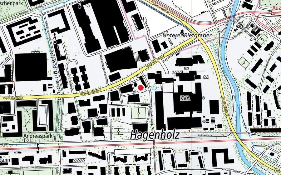 Map showing the location of Robinsonspielplatz (Playground)