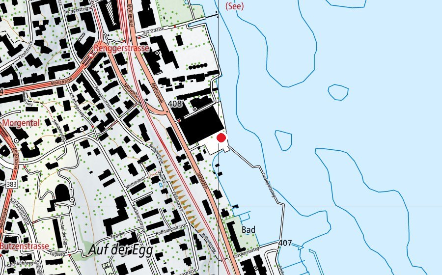 Carte indiquant l’emplacement de Rote Fabrik (Place de jeux)