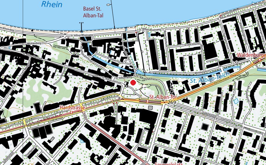 Karte mit dem Standort von Sandkasten St. Alban Tor (Spielplatz)