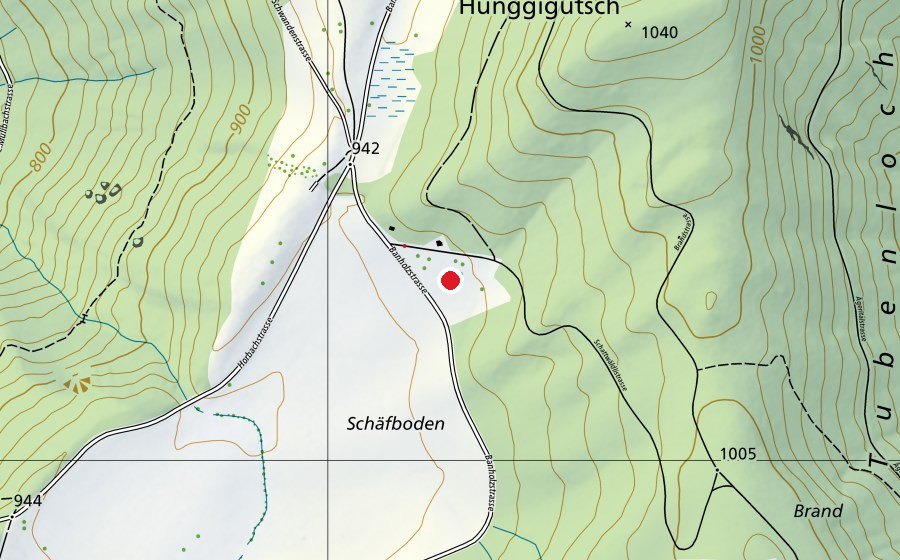 Carte indiquant l’emplacement de Schattwäldli (Place de jeux)