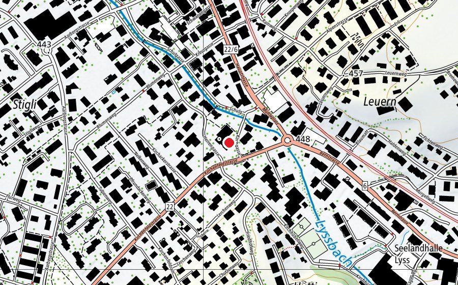 Carte indiquant l’emplacement de Schatzchischte (Place de jeux)