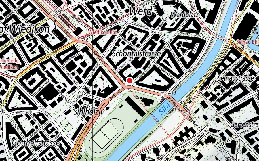 Carte indiquant l’emplacement de Schlange (Place de jeux)