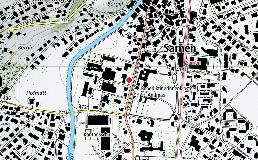 Karte mit dem Standort von Schulanlage Sarnen Dorf (Spielplatz)