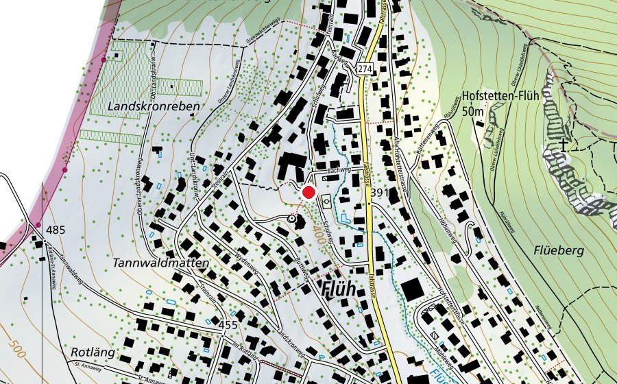 Map showing the location of Schulhaus Flüh (Playground)