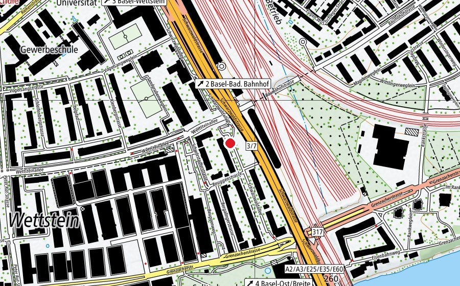 Map showing the location of Schwarzwaldalleespielplatz (Playground)
